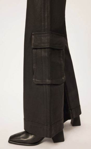 DL1961 Hepburn Wide Leg Cargo in Black Coated