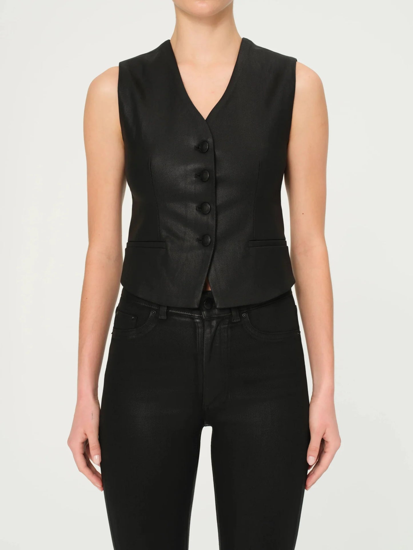 DL1961 Tailored Vest in Black Coated