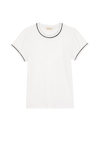 Donni The Baby Rib Contrast Tee in Powder