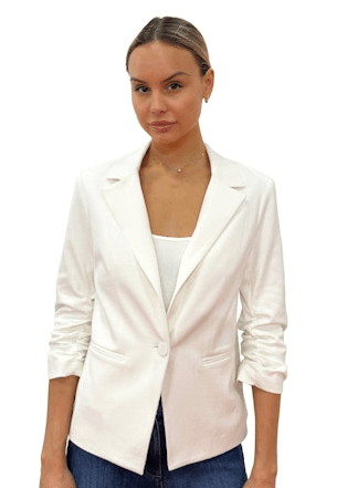 Drew Serena Denim Twill Blazer in White