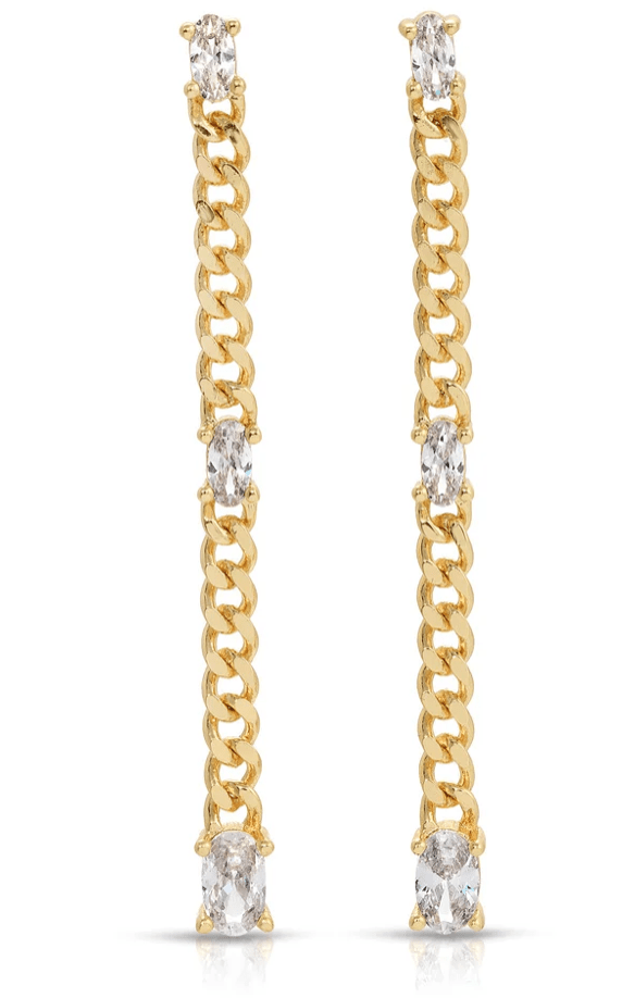 Eight Five One Nina Chain Earrings in Clear CZ