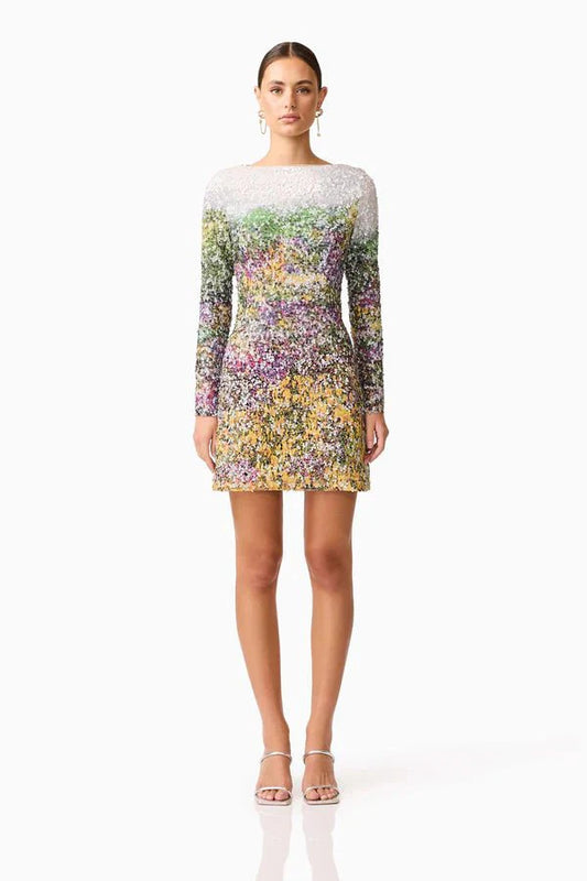 Elliatt Arden Long Sleeve Mini Dress in Multi
