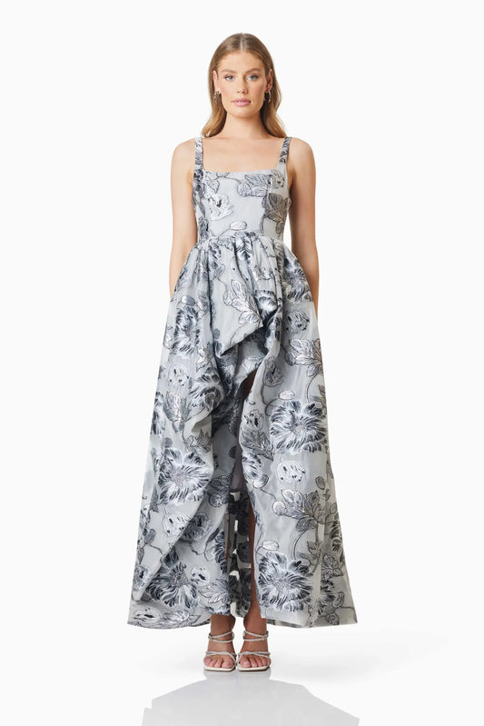 Elliatt Blossom Hilo Gown in Silver Multi