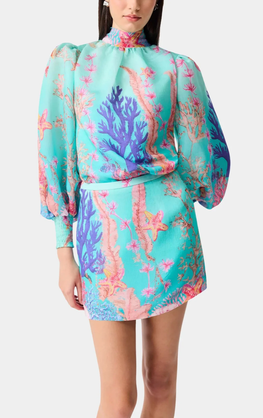 Elliatt Coral Mini Skirt in Blue Multi