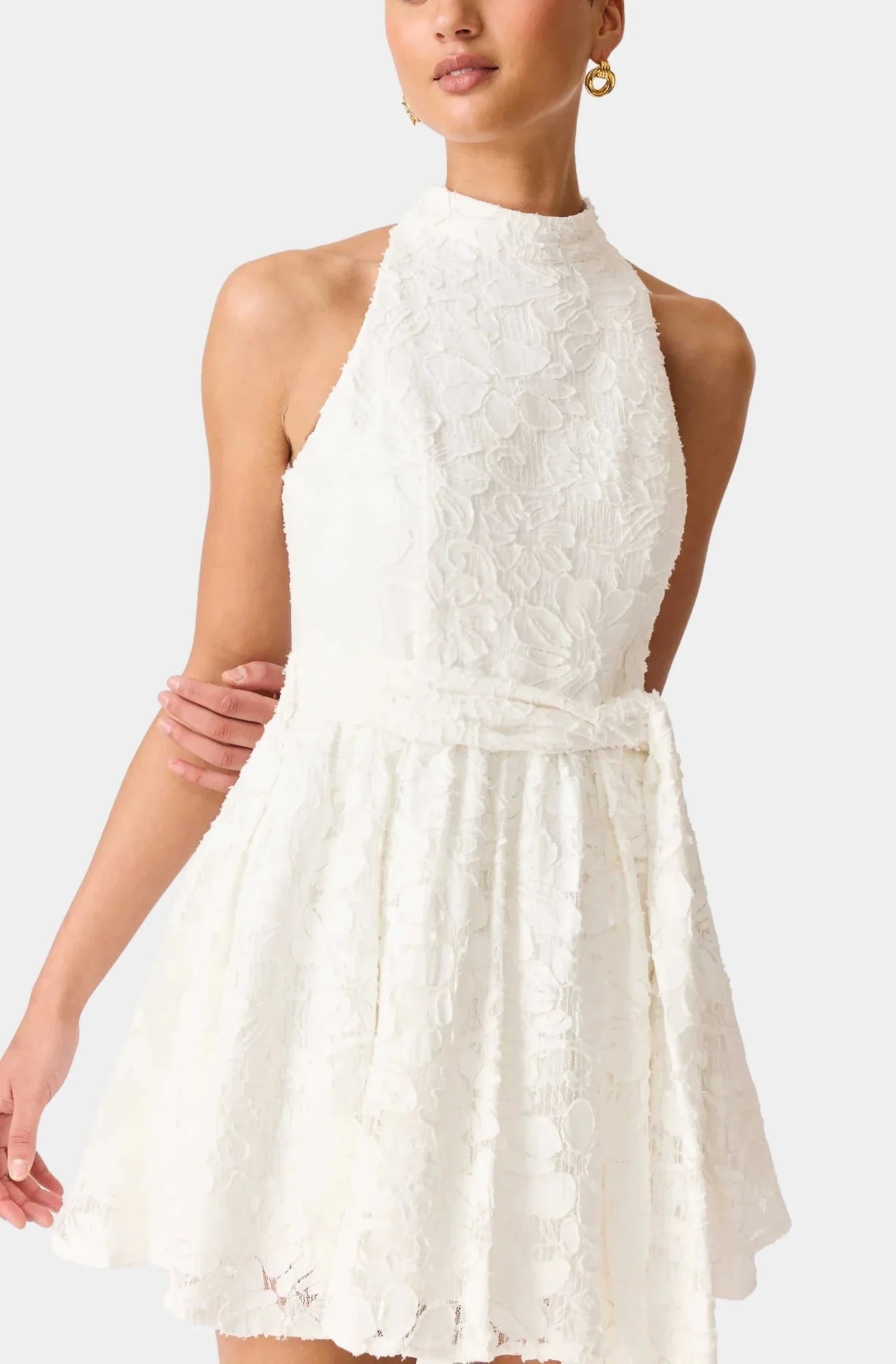Elliatt Edellie Halter Mini Dress in White
