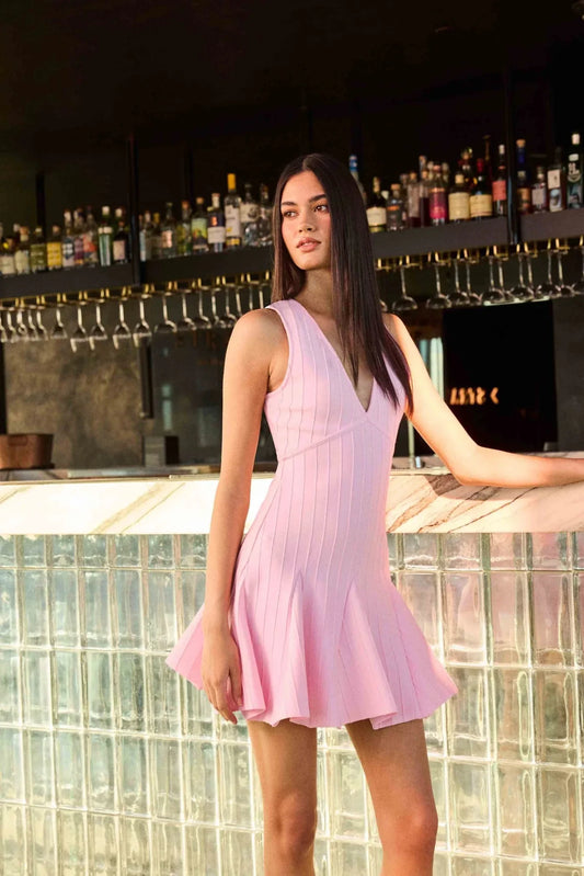 Elliatt Marla V-Neck Mini Dress in Pink