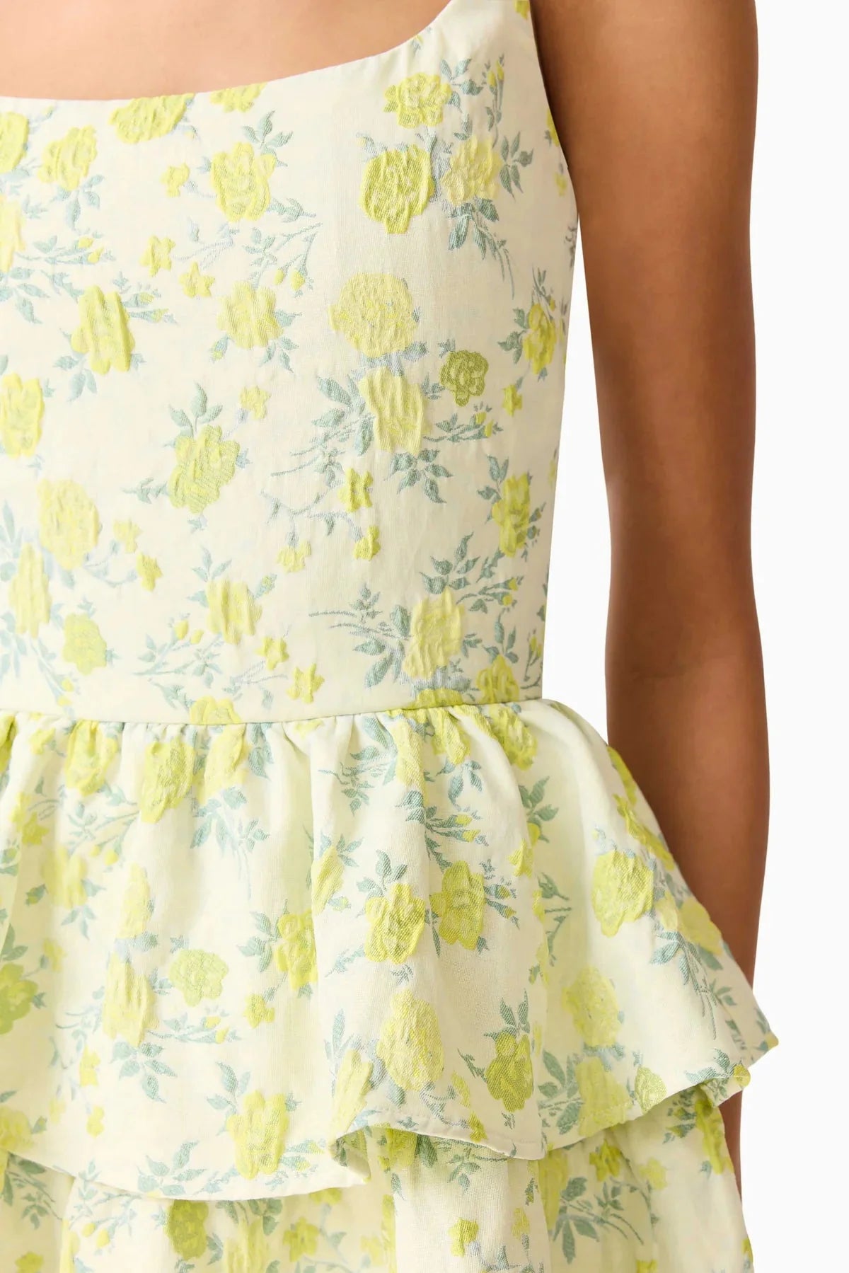 Elliatt Posey Jacquard Mini Dress in Green Floral