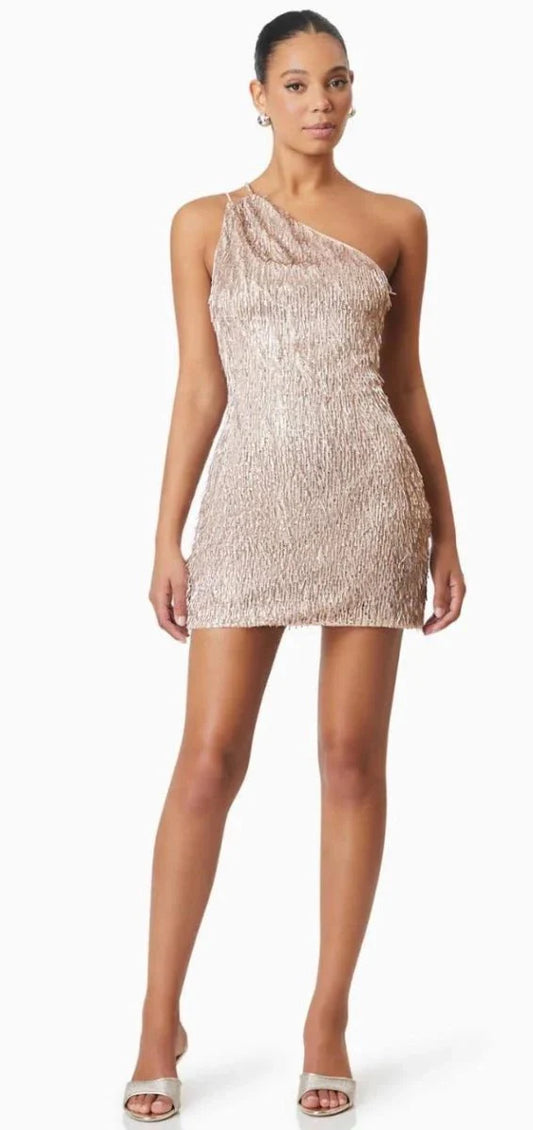 Elliatt Rosita Asymmetrical Mini Dress in Rose Gold