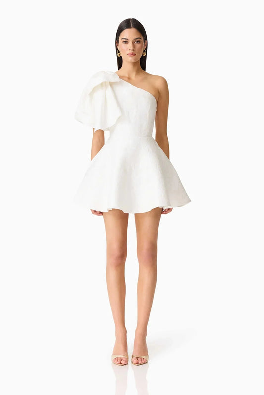 Elliatt Saffron Asymmetrical Mini Dress in White