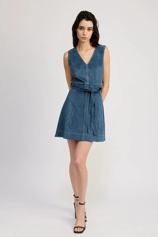En Saison Robin Mini Dress in Midnight Teal