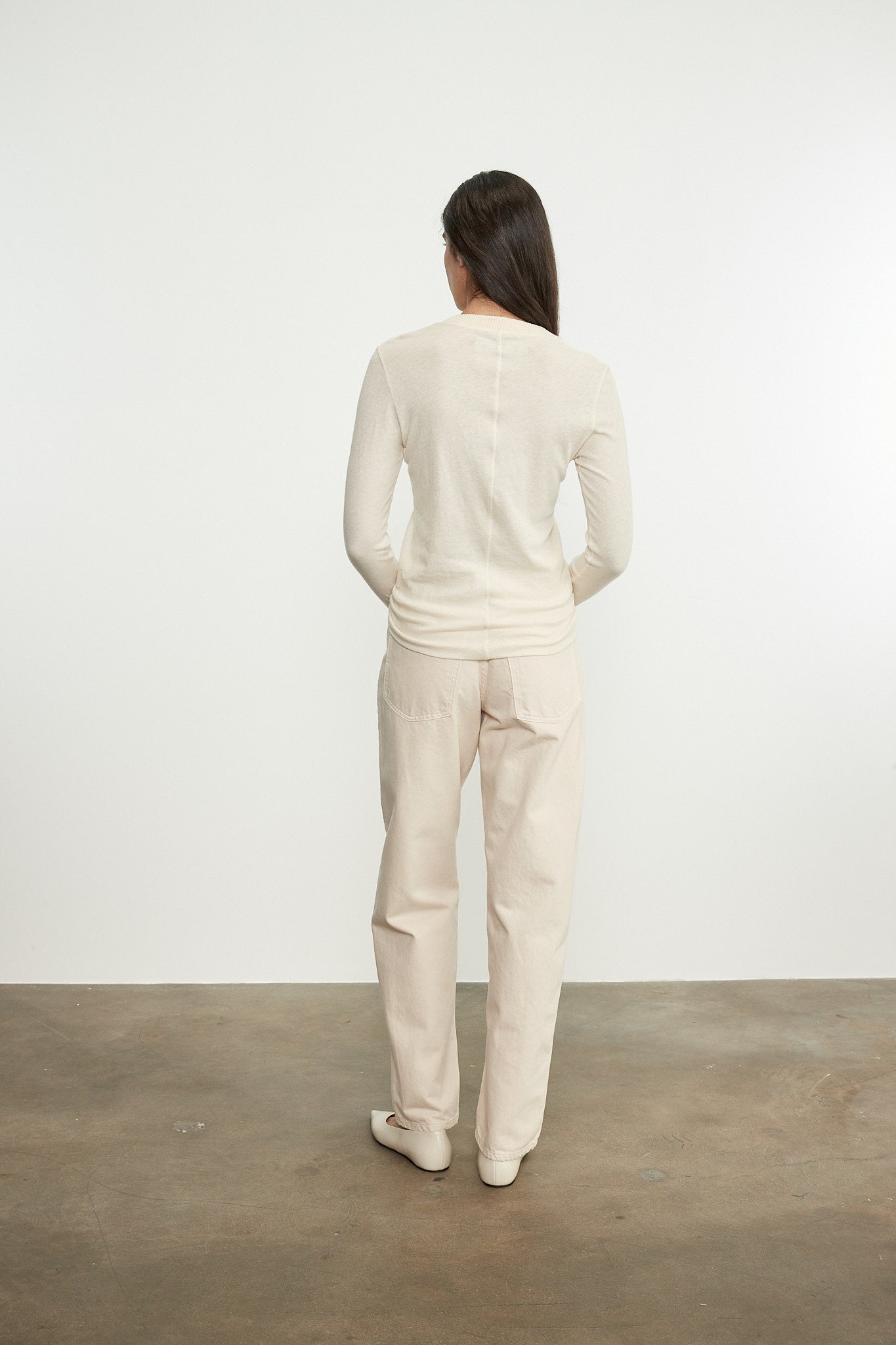 Enza Costa Cashmere Easy Cuffed Crew in White