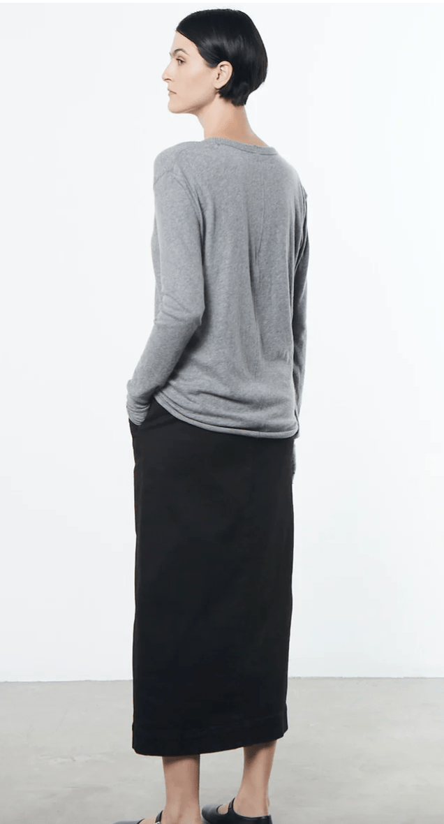 Enza Costa Cashmere Loose Longsleeve V Neck in Smoke
