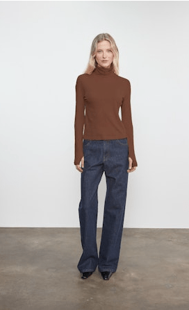 Enza Costa Cashmere New Classic Turtleneck in Nutmeg