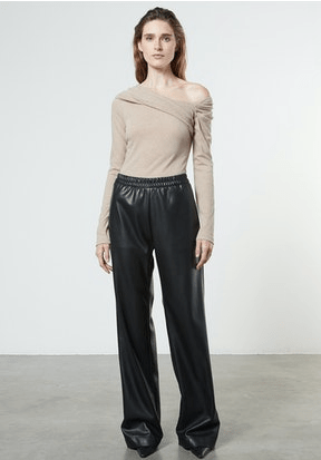 Enza Costa Cashmere One-Shoulder Top in Khaki