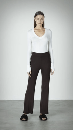 Enza Costa Cashmere U Neck L/S Bodysuit in White
