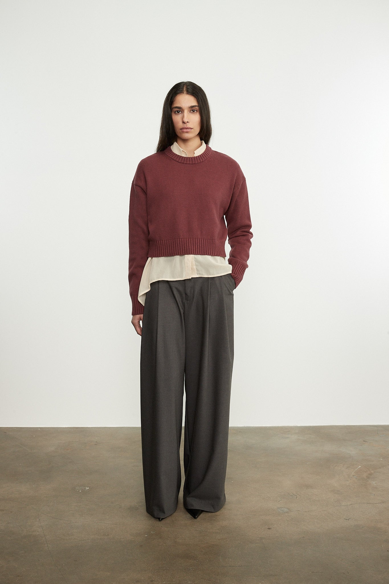 Enza Costa Chunky Cotton Cashmere Sweater in Sanguine