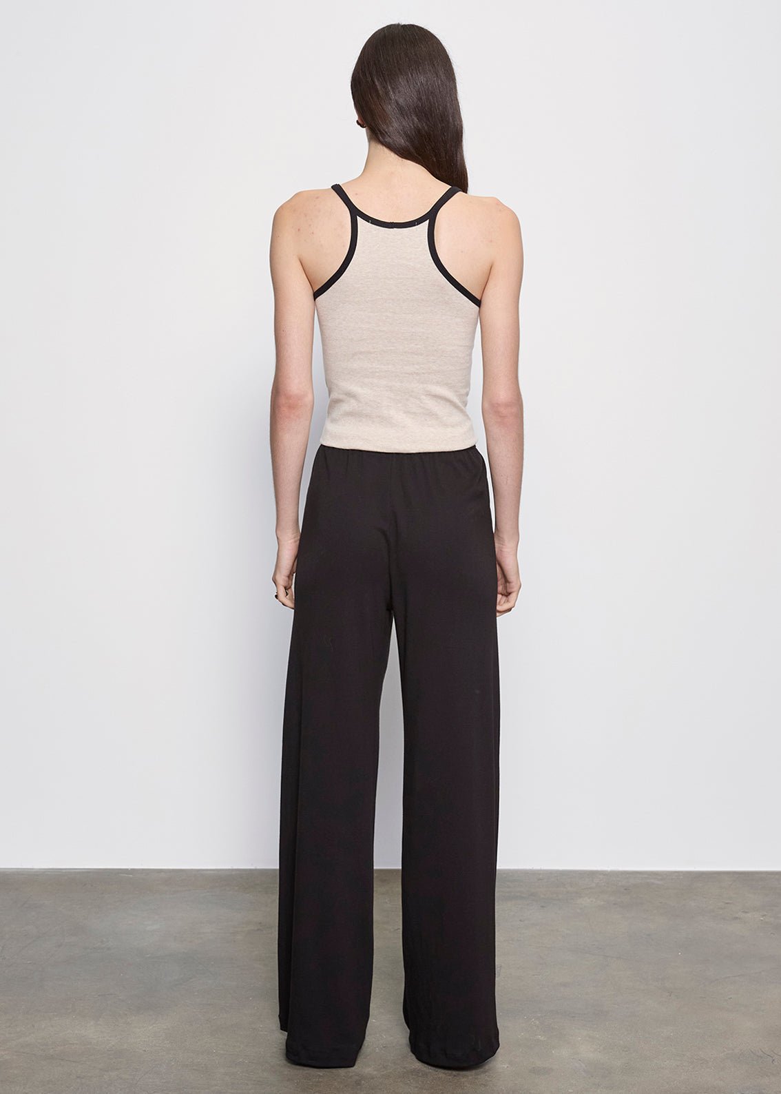 Enza Costa Cotton Classic Ringer Scoop Tank in Wheat Black