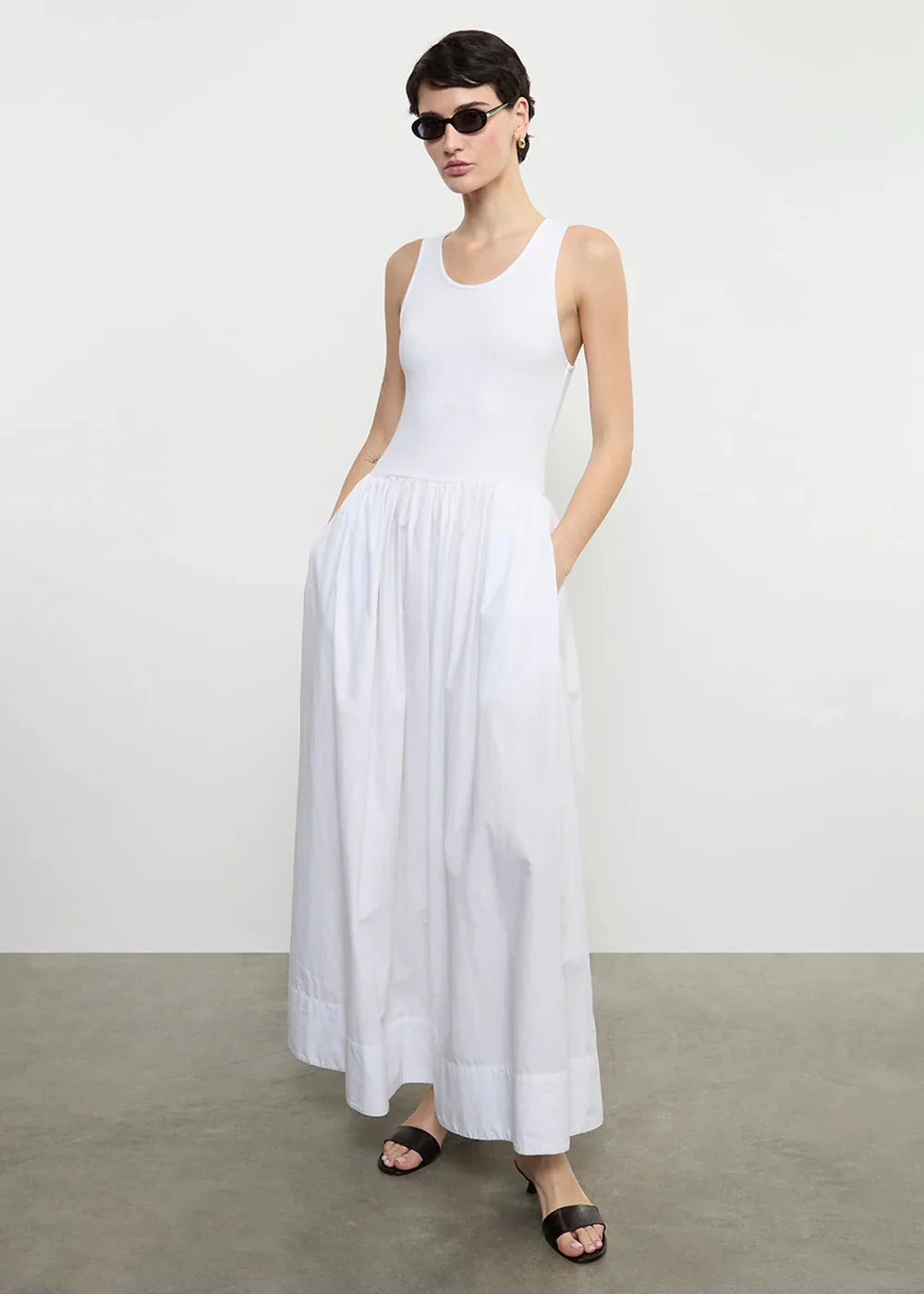 Enza Costa Cotton Resort Tank Dress in White