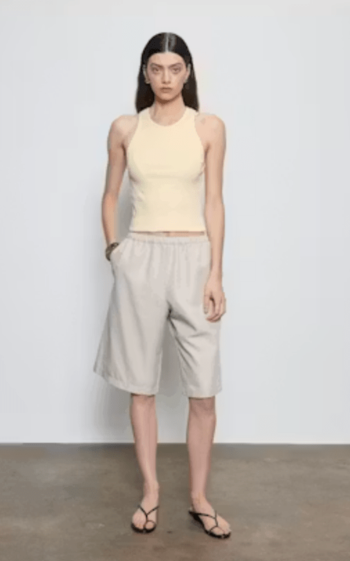 Enza Costa Cotton Rib Boy Tank in Champagne