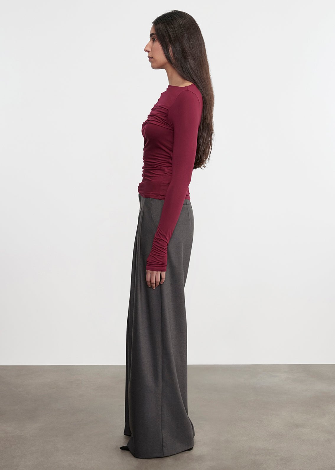 Enza Costa Fluid Jersey Draped Boatneck in Barolo
