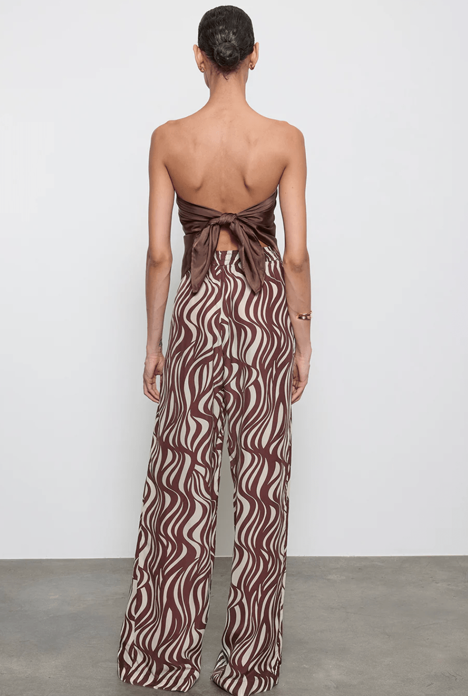 Enza Costa Fluid Twill Scarf Top in Chocolate