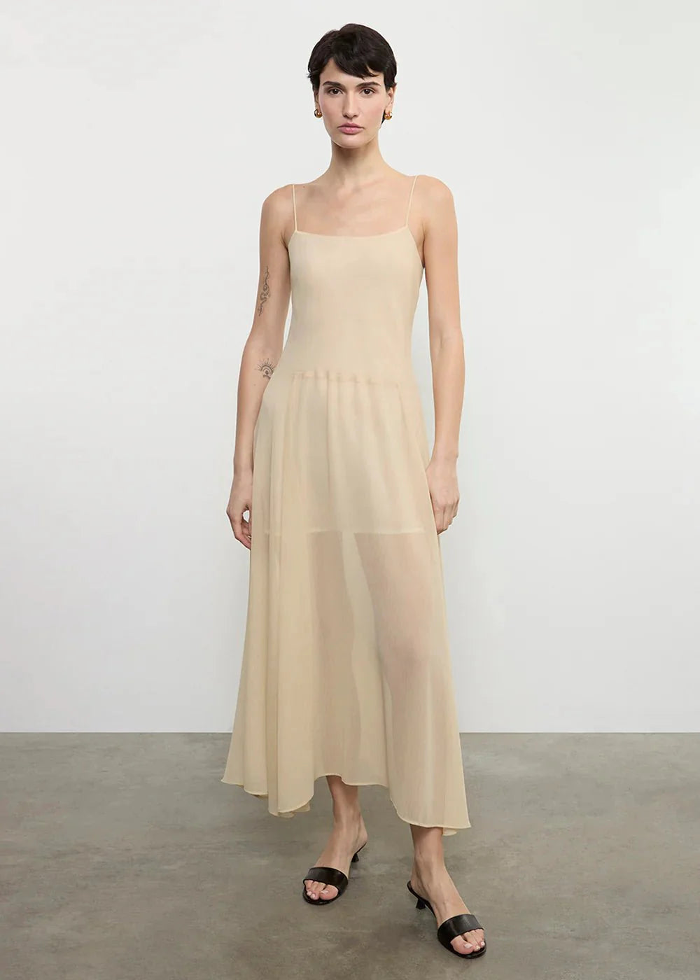 Enza Costa Japanese Yoryu Chiffon Dress in Blonde