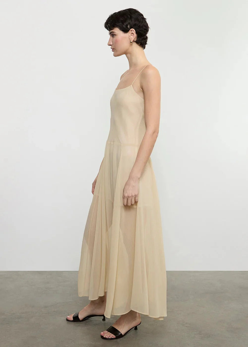 Enza Costa Japanese Yoryu Chiffon Dress in Blonde