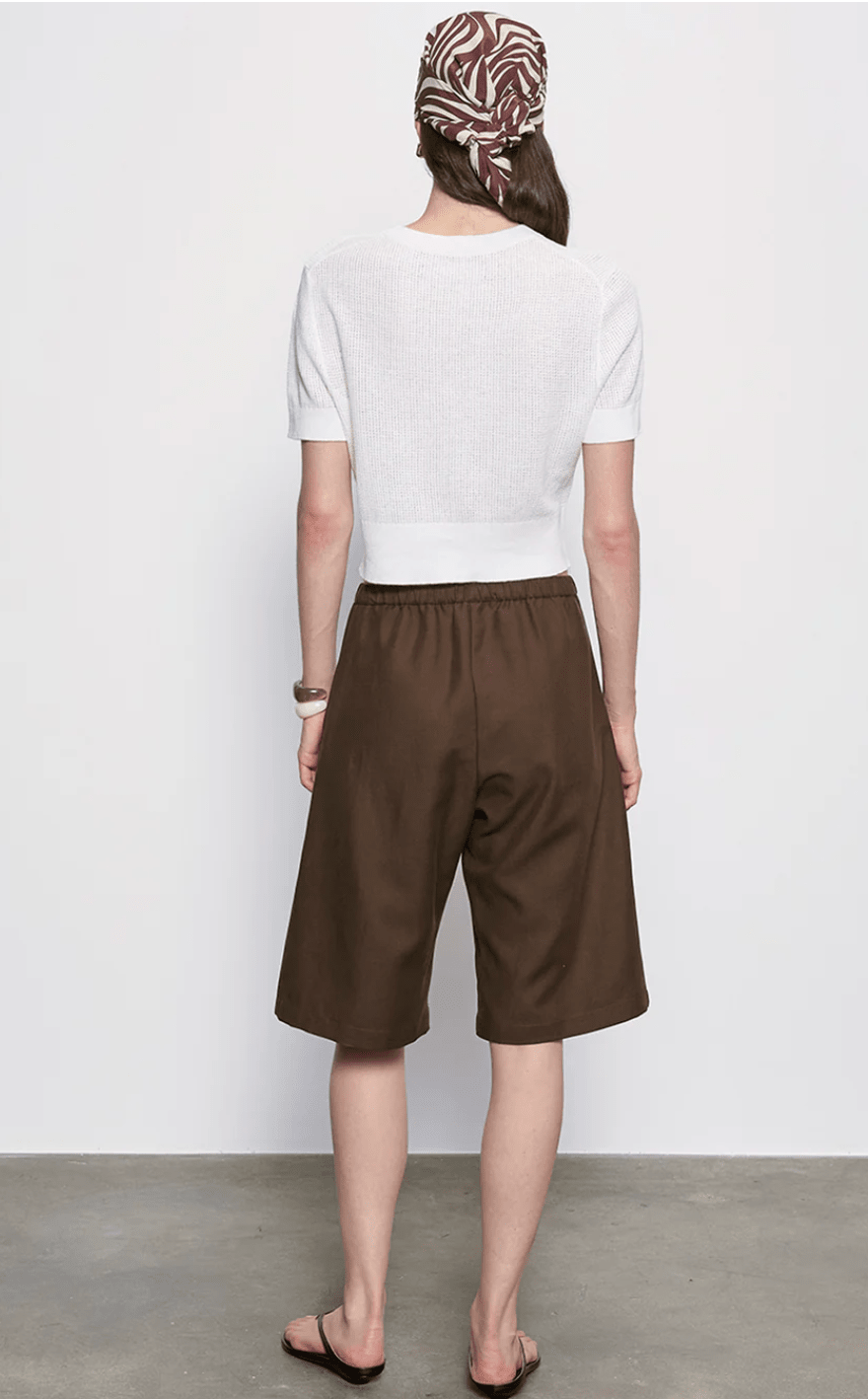 Enza Costa Linen Open Knit Cropped S/S in Off White