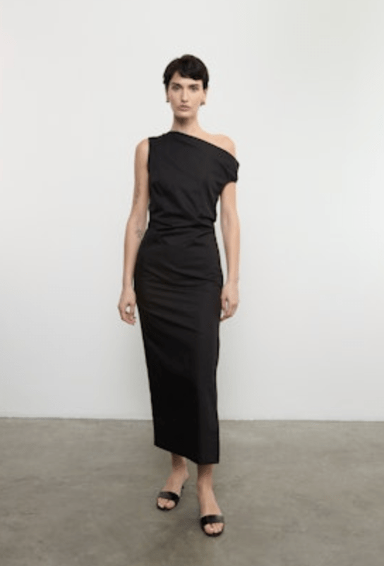 Enza Costa Poplin Sculptured Dress in Black