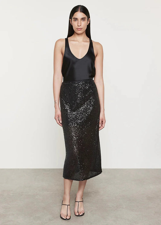 Enza Costa Sequin Skirt in Black