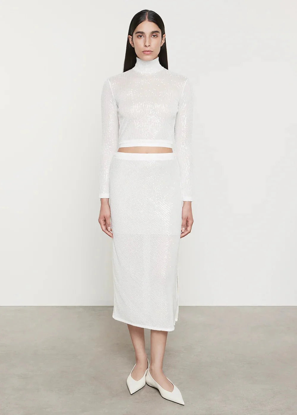 Enza Costa Sequin Skirt in Off White