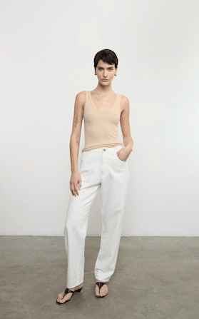 Enza Costa Silk Rib Tank in Sand