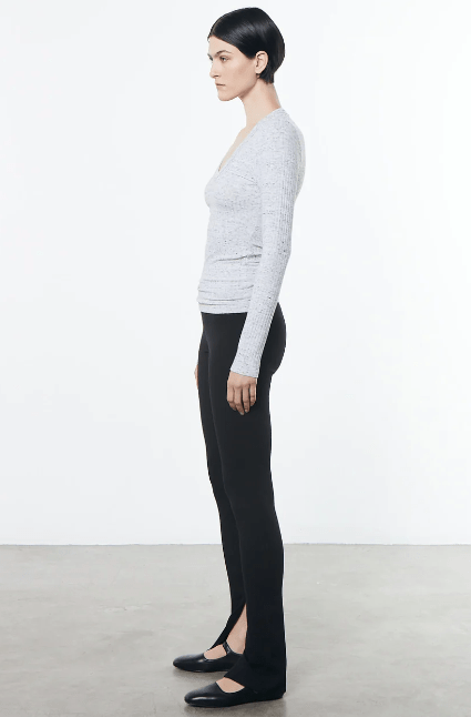 Enza Costa Speckled Rib L/S U in White