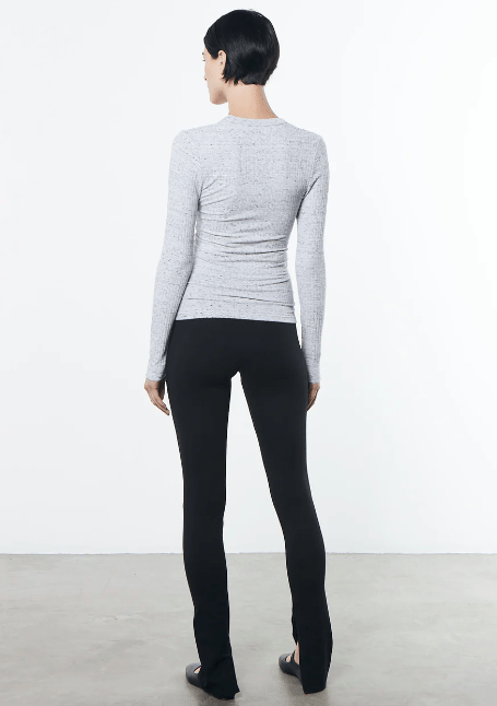 Enza Costa Speckled Rib L/S U in White