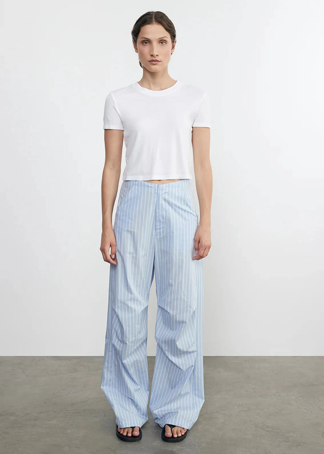 Enza Costa Supima Baby Rib Cropped Tee in White