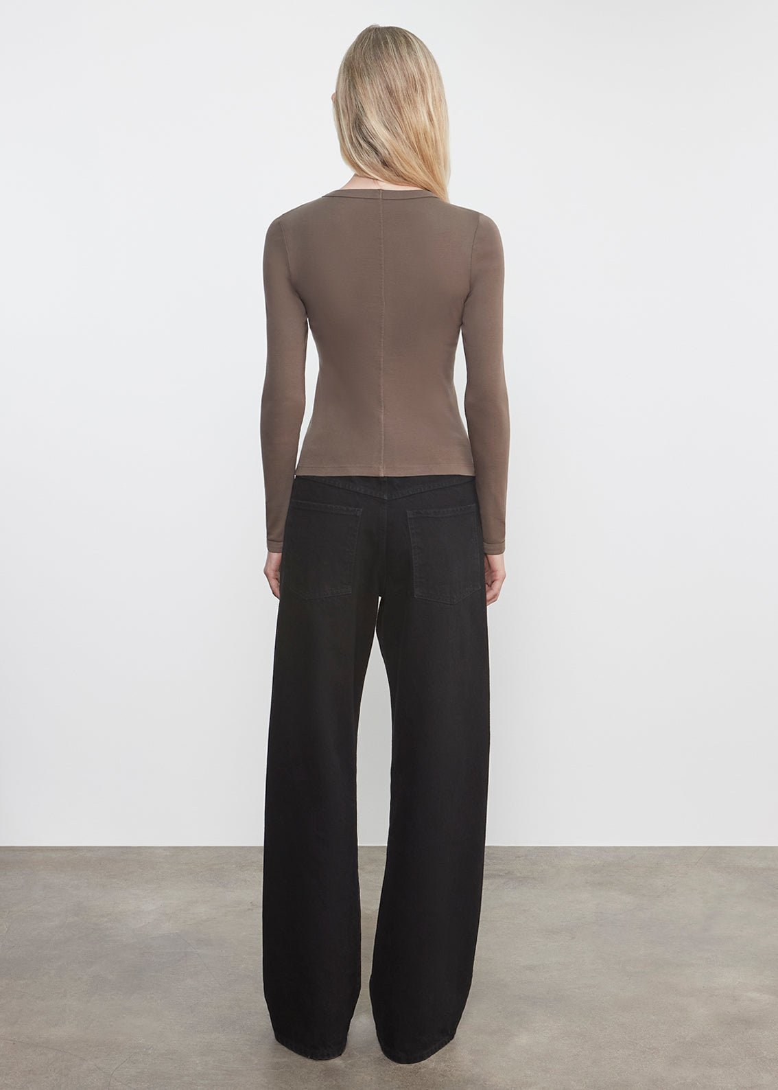 Enza Costa Supima Cotton New Classic L/S Tee in Mushroom