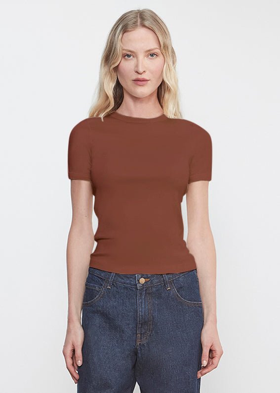 Enza Costa Supima Cotton New Classic S/S Tee in Nutmeg