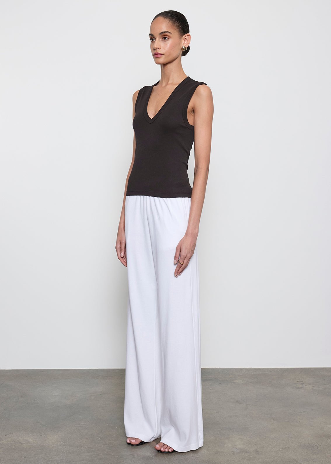 Enza Costa Supima Cotton Sleeveless V in Black