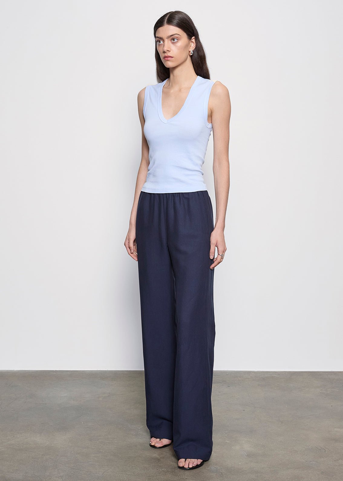 Enza Costa Supima Cotton Sleeveless V in Pale Blue