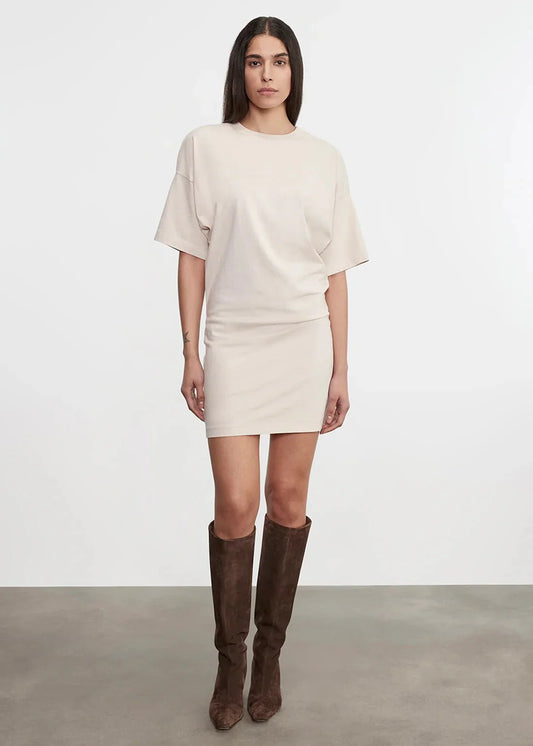 Enza Costa Supima Curve Mini Dress in Parchment