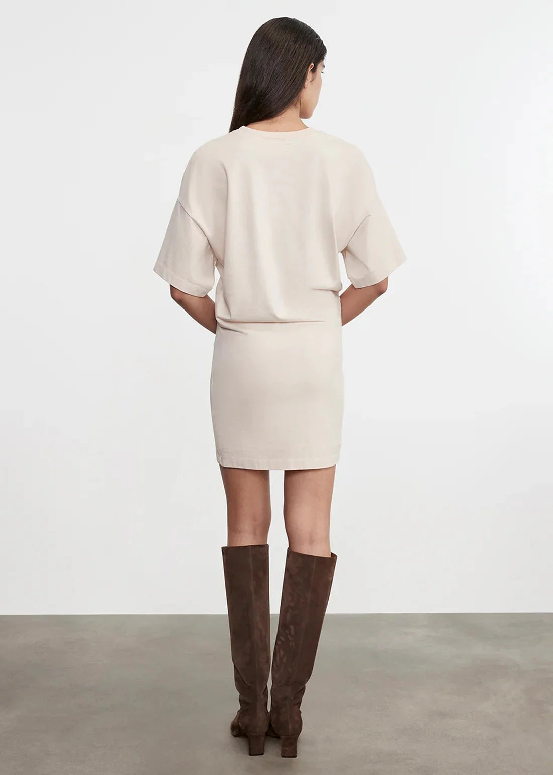 Enza Costa Supima Curve Mini Dress in Parchment