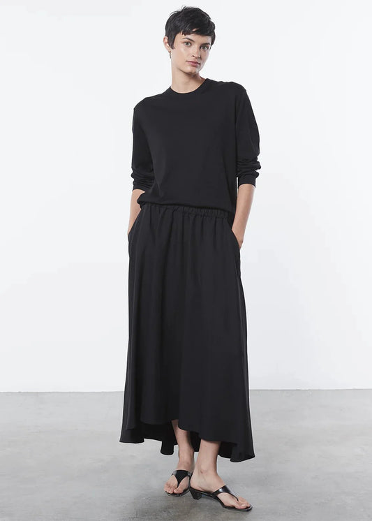 Enza Costa Twill Circle Skirt in Black