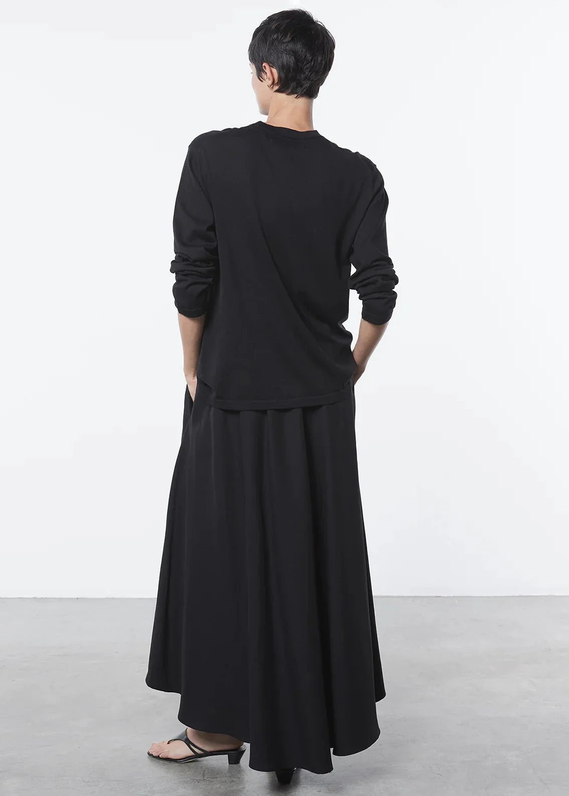 Enza Costa Twill Circle Skirt in Black