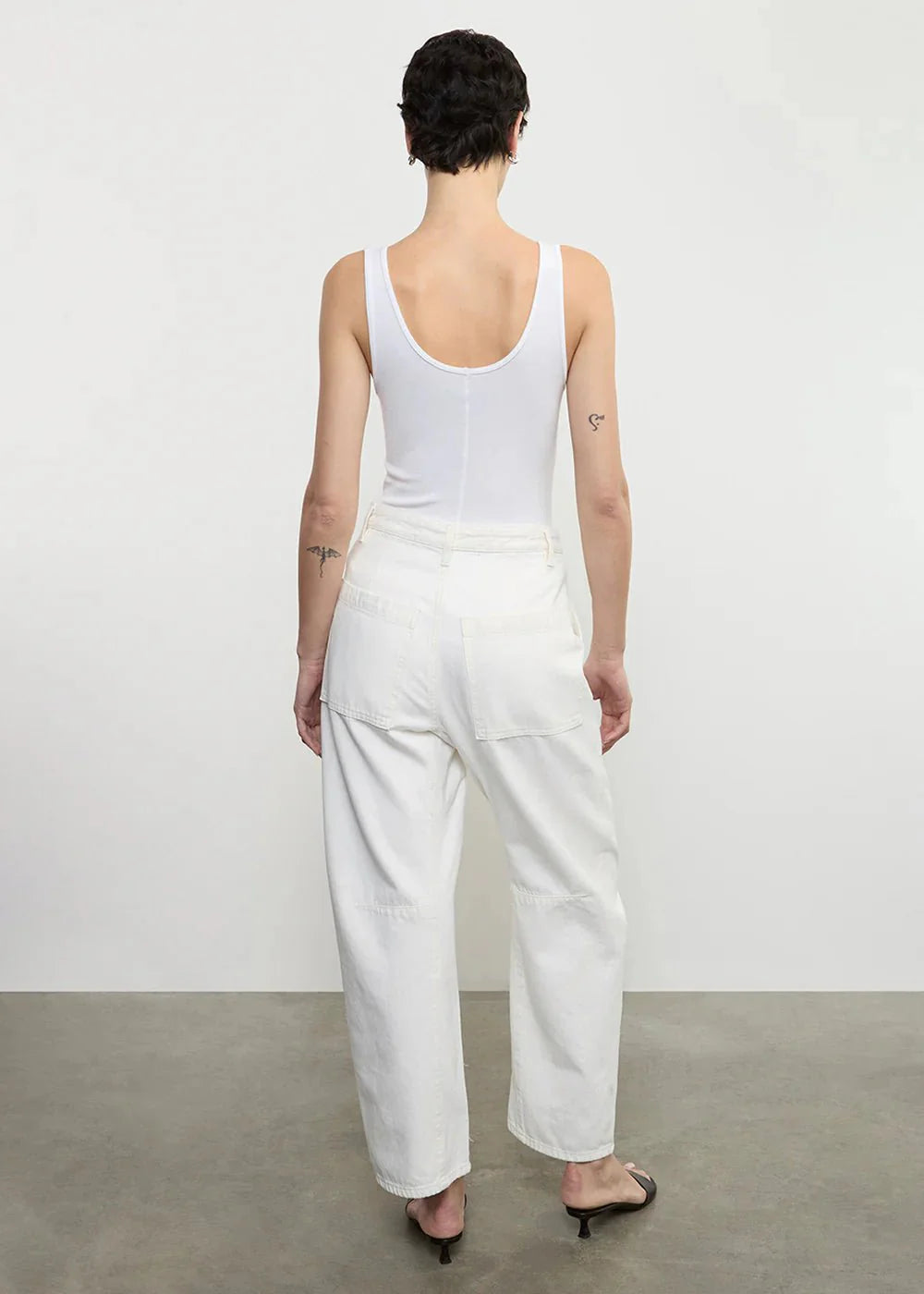 Enza Costa Utility Pant in Italian Denim in Ecru FINAL SALE