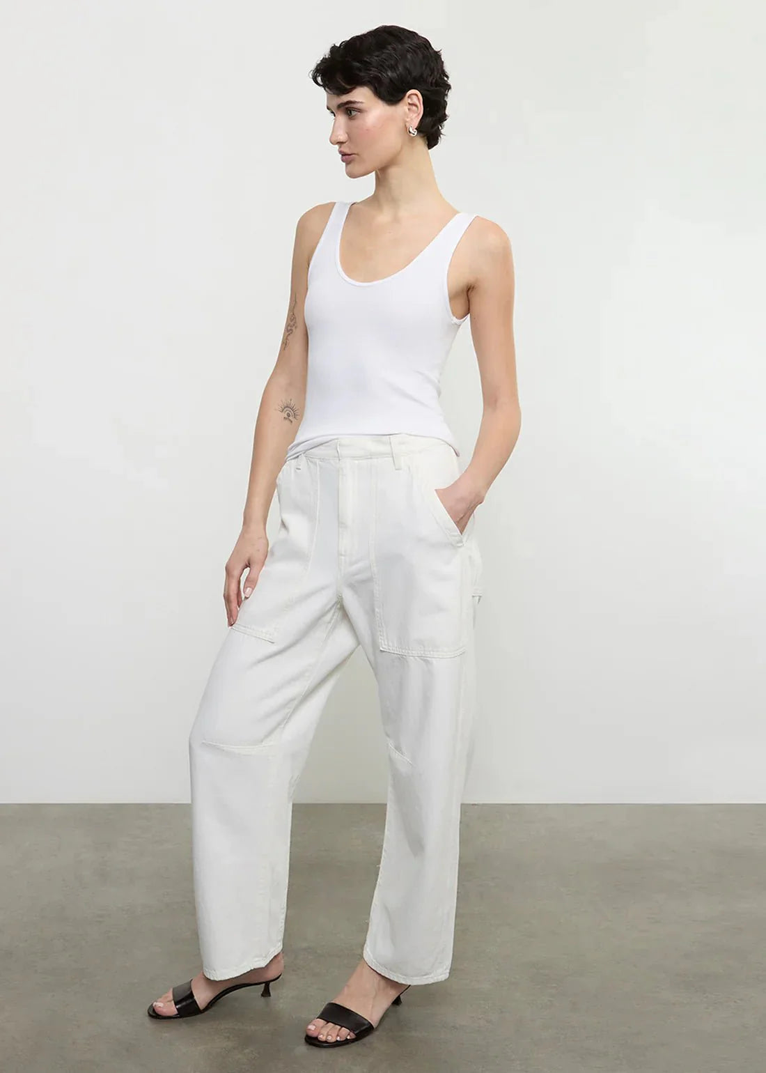 Enza Costa Utility Pant in Italian Denim in Ecru FINAL SALE