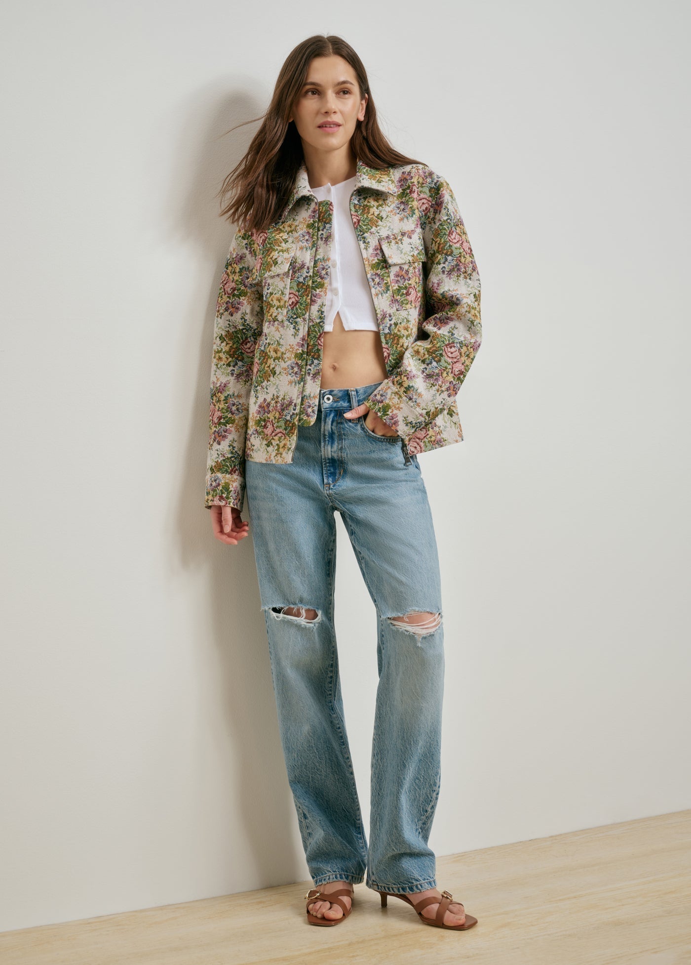 Favorite Daughter The Birdie Jacket in Floral Jacquard