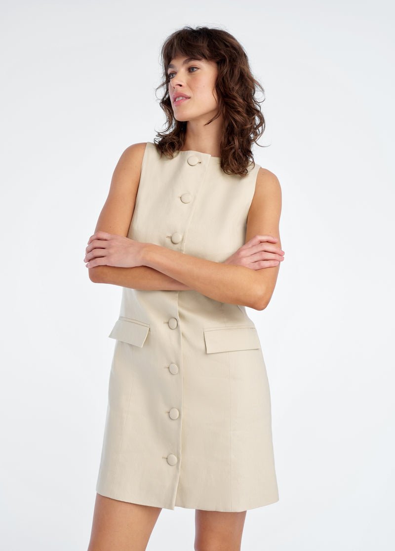 Favorite Daughter The Cece Linen Dress in Light Khaki
