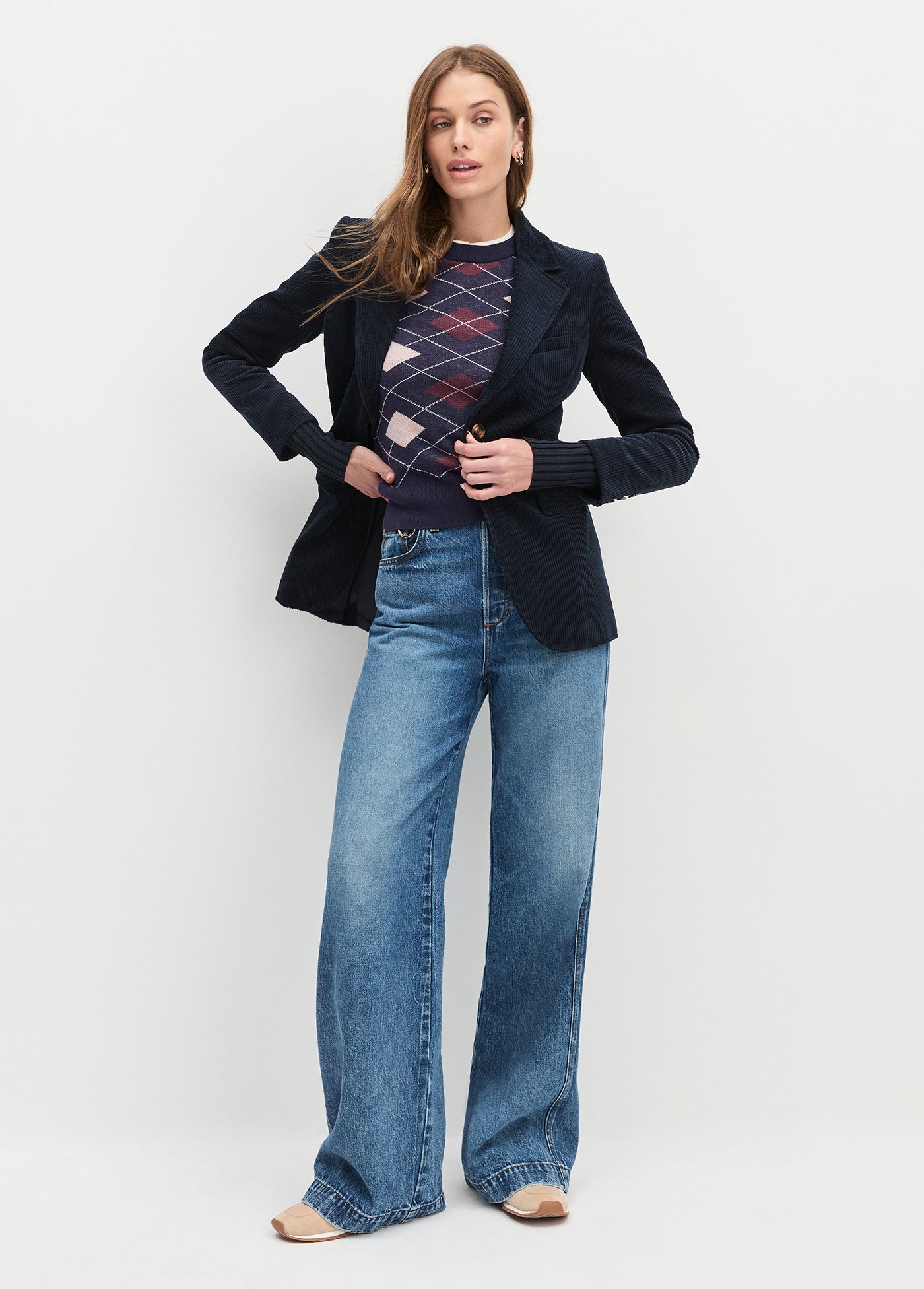 Favorite Daughter The Henry Sweater in Navy Argyle
