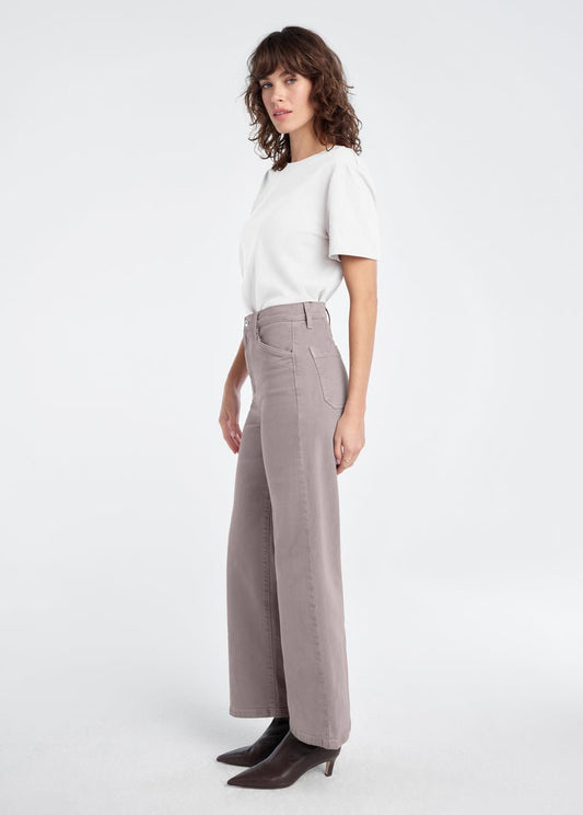 Favorite Daughter The Mischa High Rise Wide Leg Ankle in Soft Taupe
