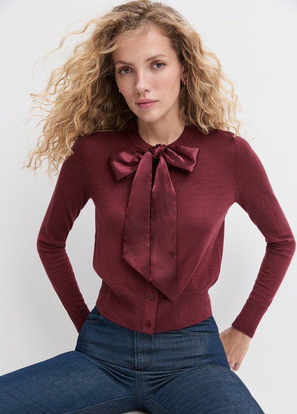 Favorite Daughter The Take A Bow Cardigan in Vino
